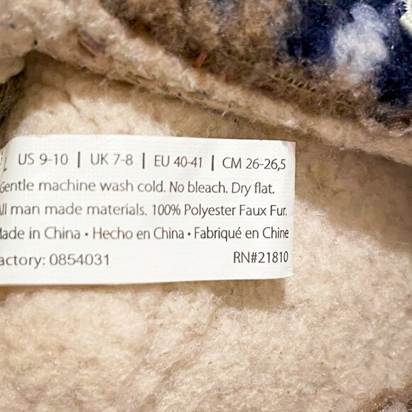 Fair Isle Teddy Fleece Slippers Women’s 9-10 — Cozy Sherpa Closed Back - Picture 8 of 11